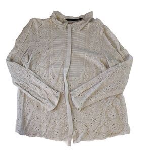 Zara Women’s Eyelet Blouse White Size Medium